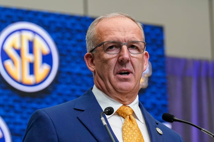 SEC commissioner Greg Sankey opened Media Days with comments on college football realignment and expansion.